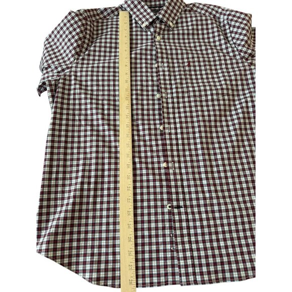 Nautica Mens Classic Fit Flex Wrinkle Resistant Burgundy & White Plaid Long Slee - Picture 5 of 7